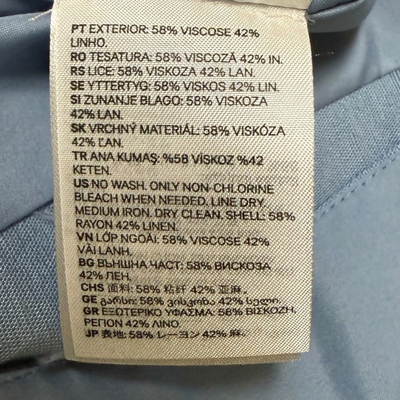 NWT H&M Light Blue Linen Belted Blazer Jacket Oversized Lined Size XSmall - Picture 12 of 16